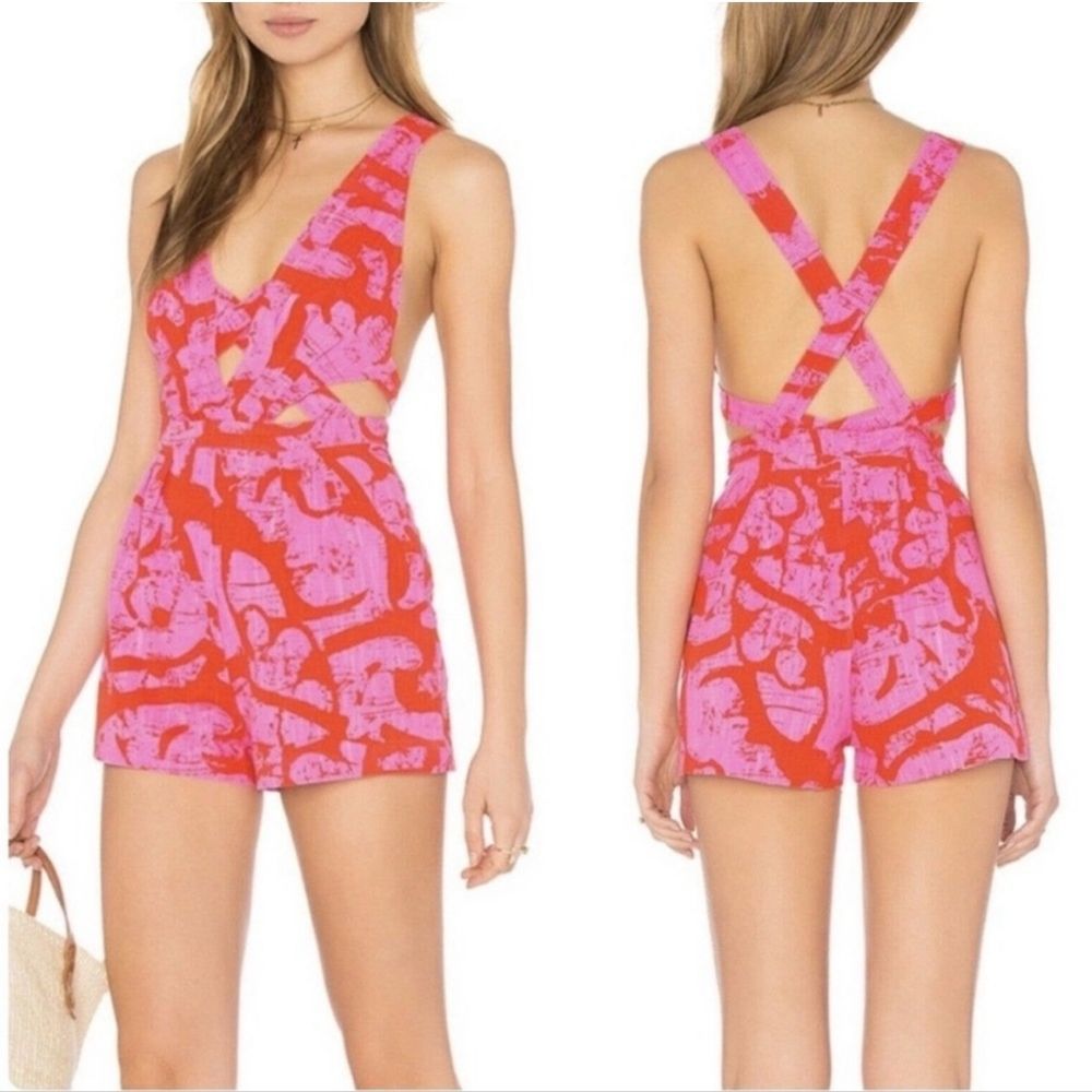 Free People Pink And Red Jumpsuit